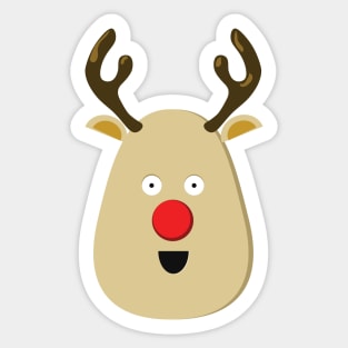 Cute Red Nose Reindeer Xmas Sticker